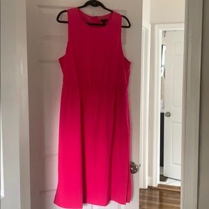 Hot Pink JCrew Midi Dress with Buttons